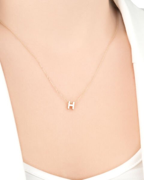 14 Ayar Altın H Harfi Kadın Kolye