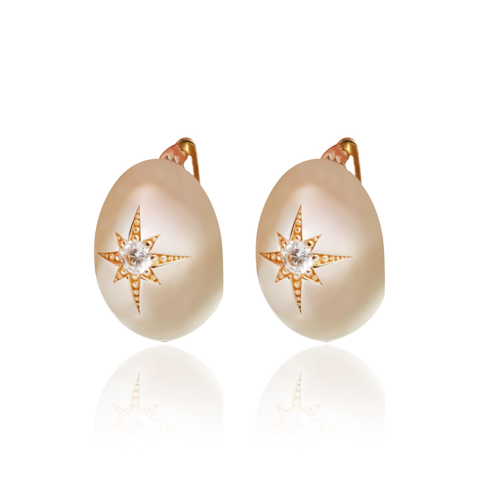 14 Ayar Altın Taşlı Kutup Yıldızı Küpe