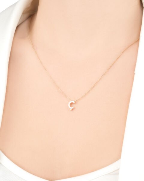 14 Ayar Altın Ç Harfi Kadın Kolye