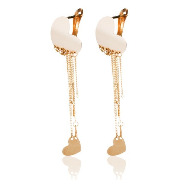 14 Ayar Altın Sallantılı Kalp Küpe