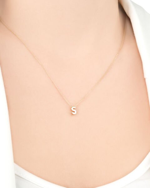 14 Ayar Altın S Harfi Kadın Kolye