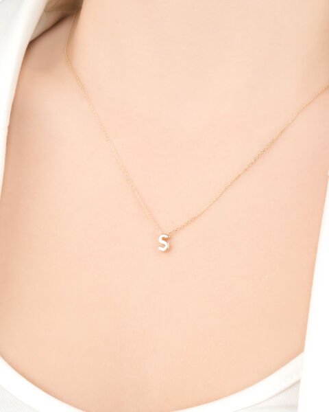 14 Ayar Altın S Harfi Kadın Kolye