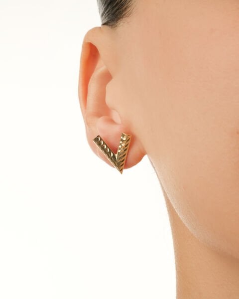 14 Ayar Altın V Form Küpe