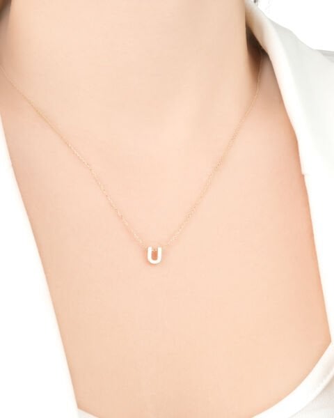 14 Ayar Altın U Harfi Kadın Kolye