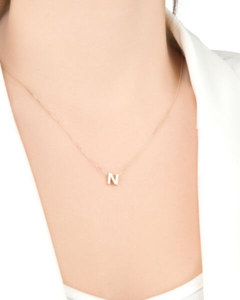 14 Ayar Altın N Harfi Kadın Kolye