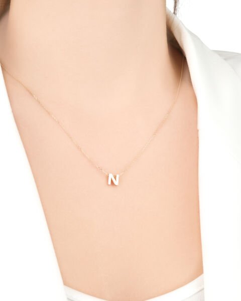 14 Ayar Altın N Harfi Kadın Kolye