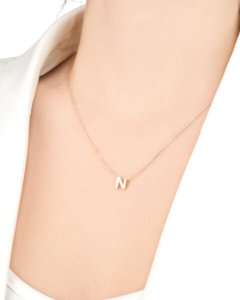 14 Ayar Altın N Harfi Kadın Kolye
