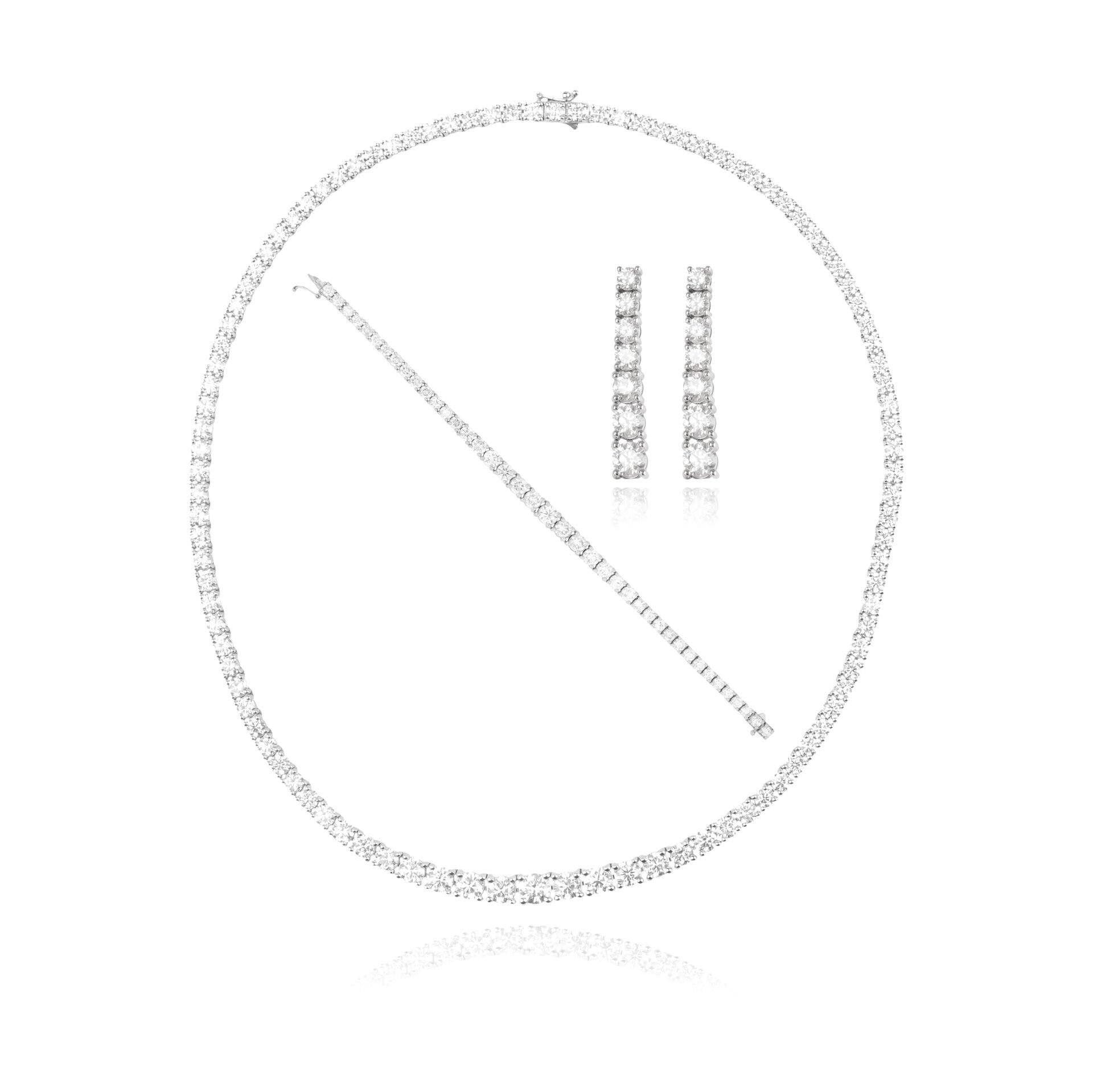 Pırlanta Su Yolu Model Set (Gerdanlık - Bileklik - Küpe)