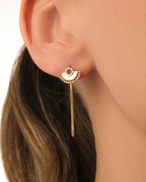 14 Ayar Altın Sallantılı Yelpaze Küpe