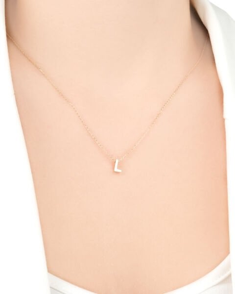 14 Ayar Altın L Harfi Kadın Kolye