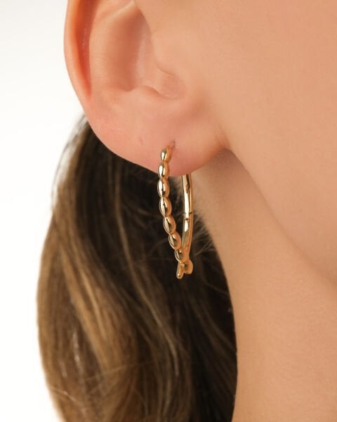 14 Ayar Altın Geometrik Damla Form Küpe