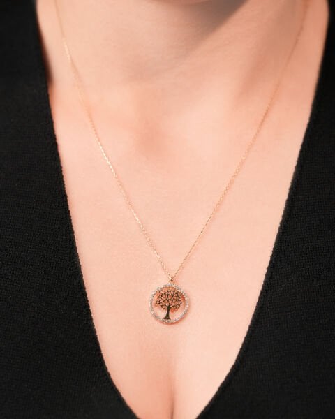 14 Ayar Altın Taşlı Hayat Ağacı Kolye