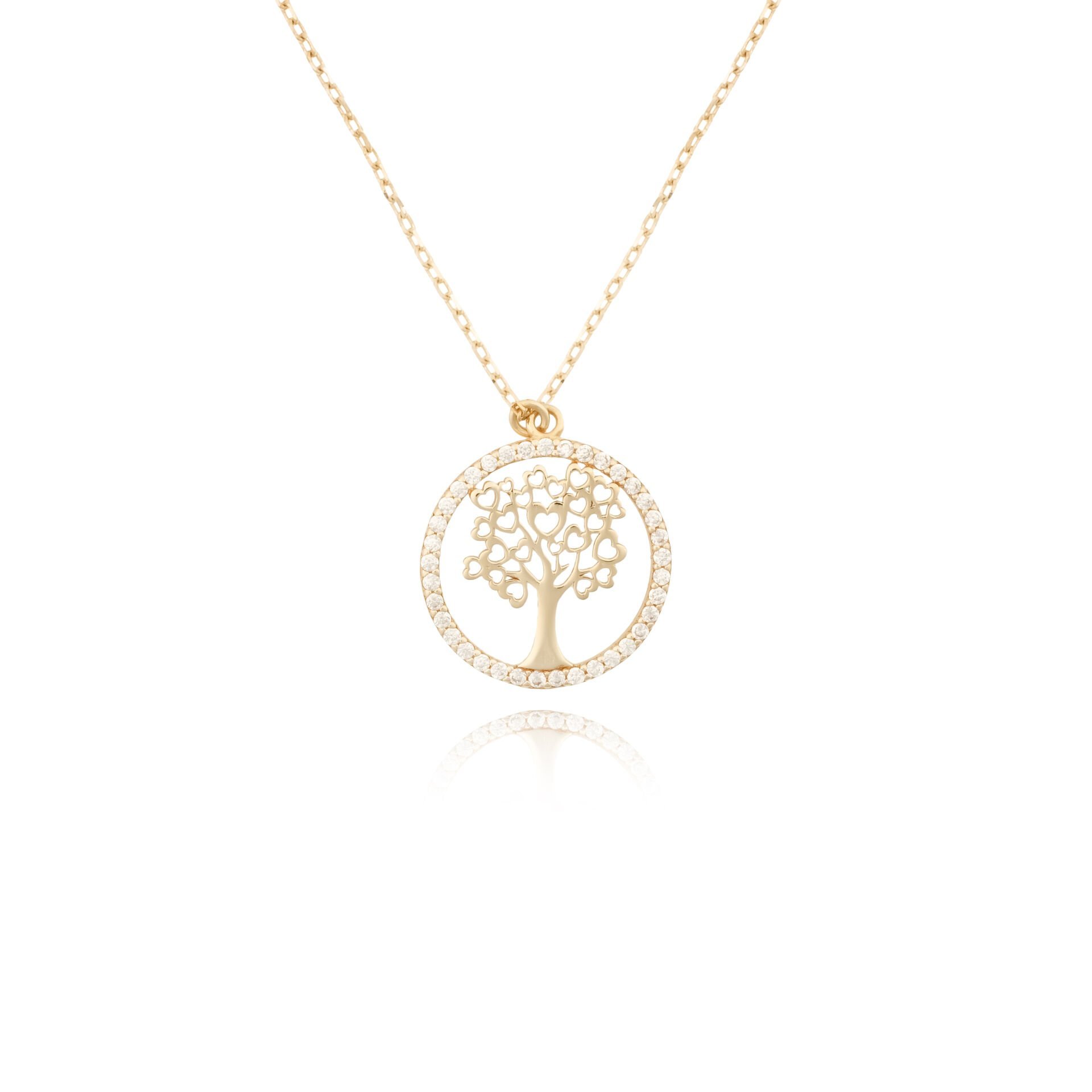14 Ayar Altın Taşlı Hayat Ağacı Kolye