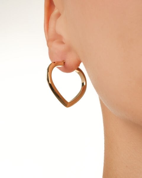 14 Ayar Altın Bombeli Kalp Küpe