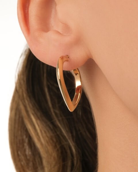 14 Ayar Altın Bombeli Kalp Küpe