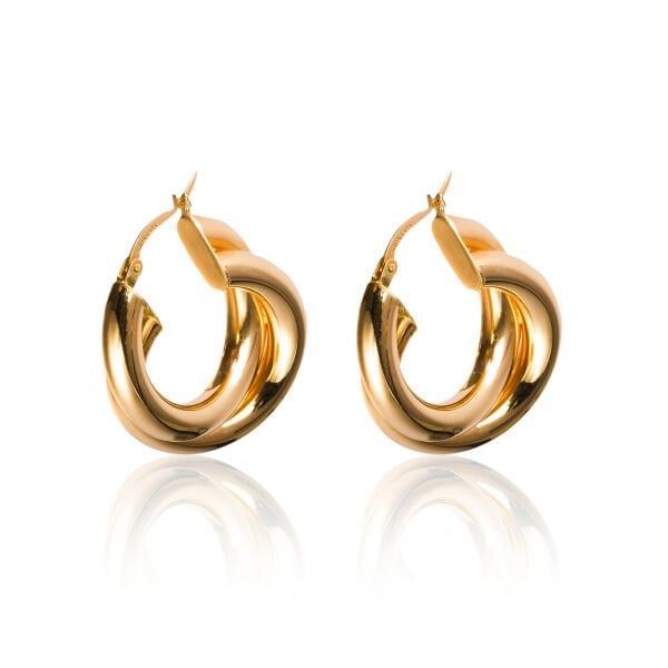 14 Ayar İkili Sarmal Halka Küpe