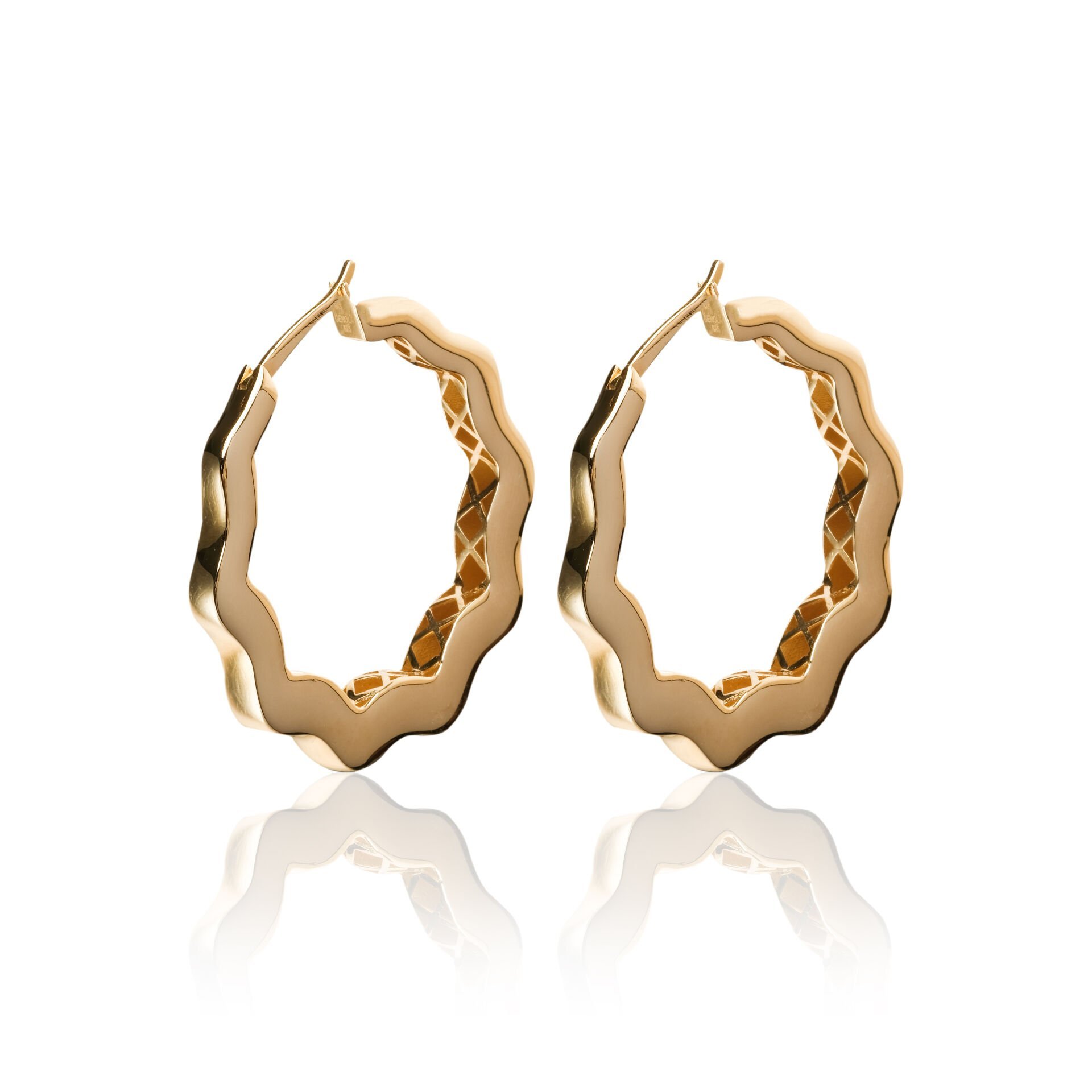 14 Ayar Dalga Form Halka Küpe