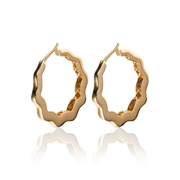 14 Ayar Dalga Form Halka Küpe