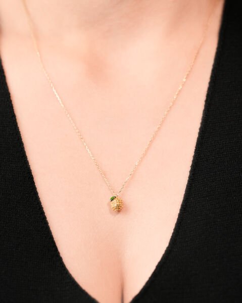 14 Ayar Altın Taşlı Limon Kolye