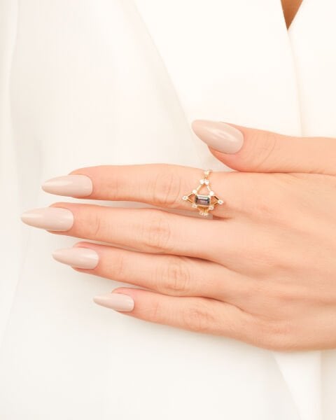 14 Ayar Altın Vintage Mavi Safir Yüzük