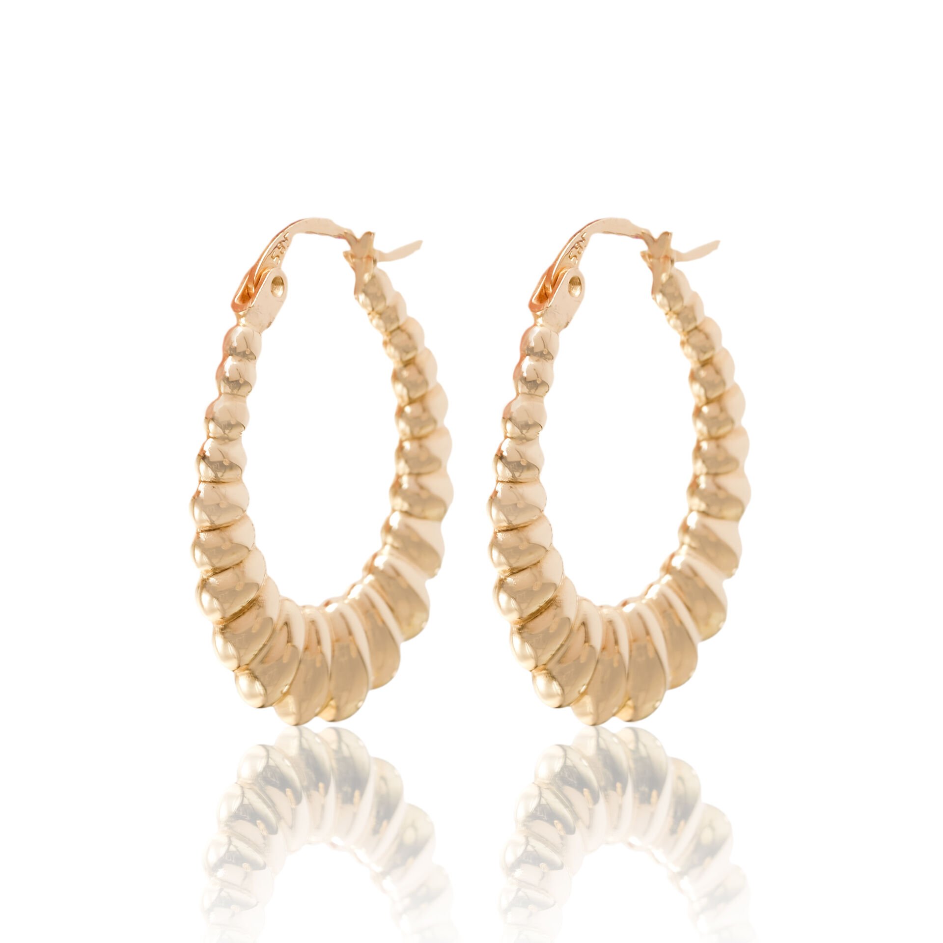 14 Ayar Altın Damla Form İstiridye Küpe