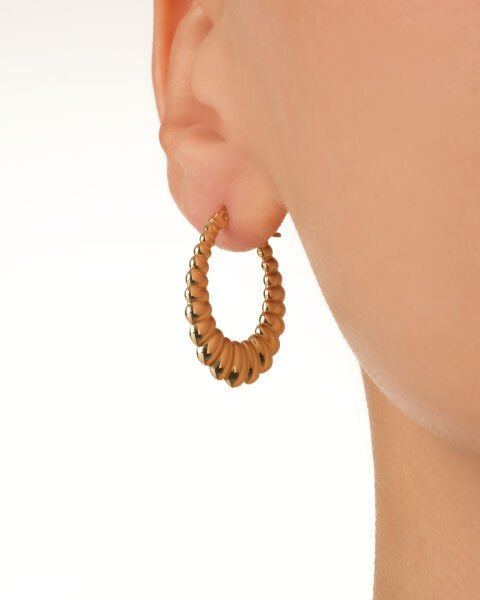 14 Ayar Altın Damla Form İstiridye Küpe