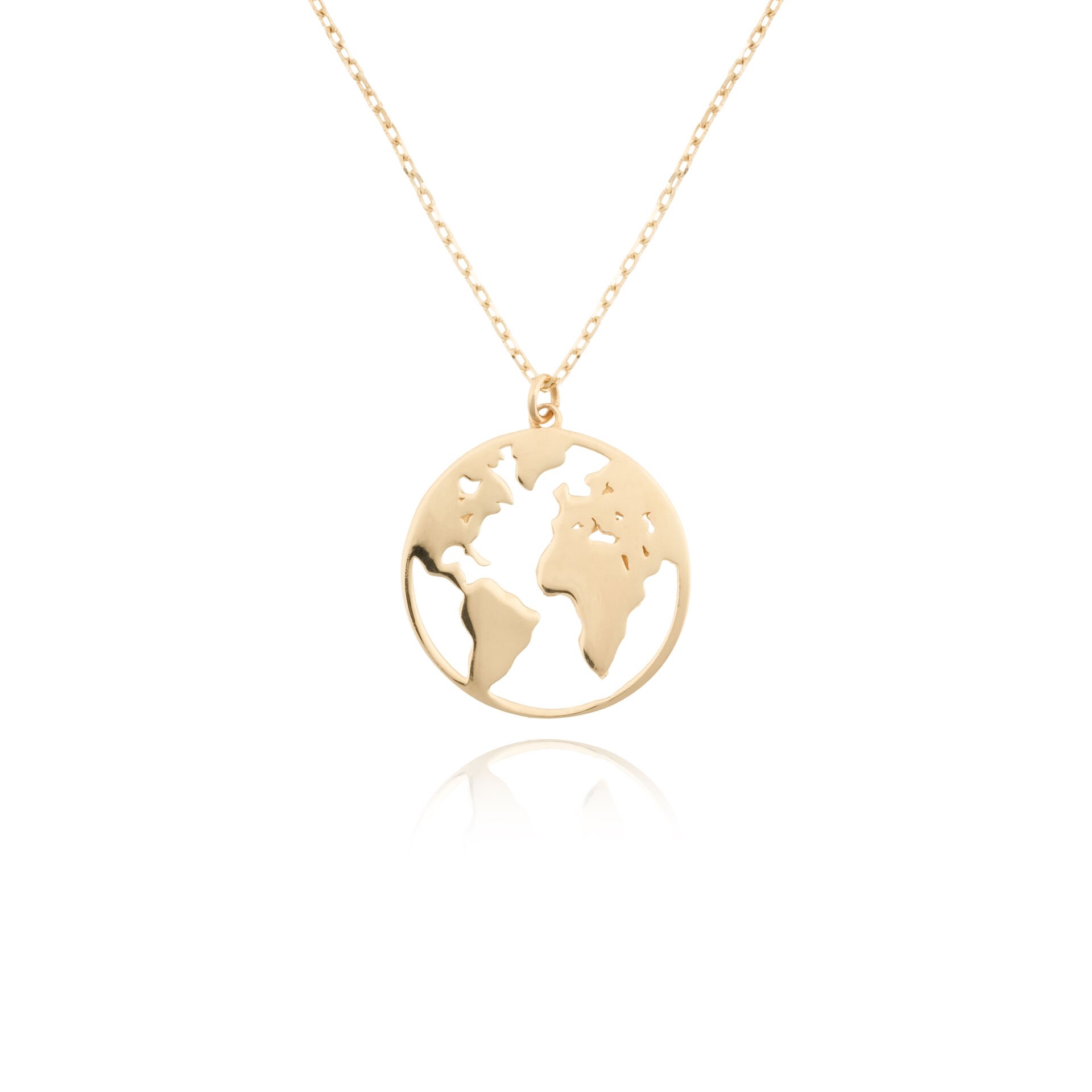 14 Ayar Altın Dünya Kolye