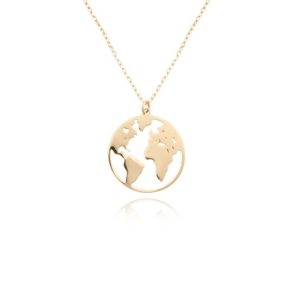 14 Ayar Altın Dünya Kolye