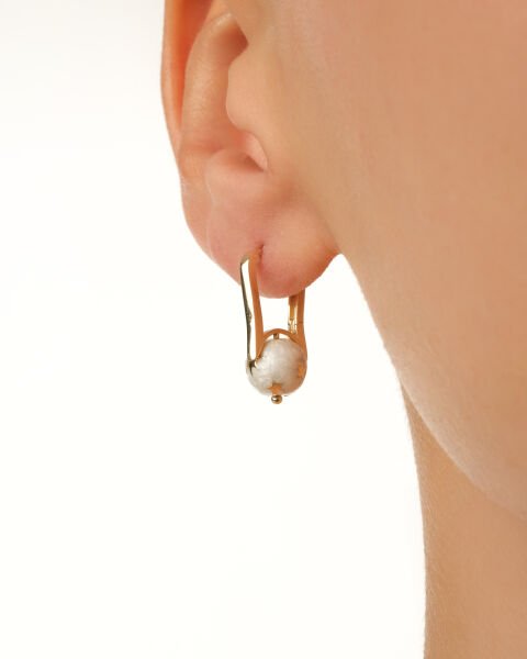 14 Ayar Altın Sedef Mineli Yıldızlı Ve Güneşli Küpe