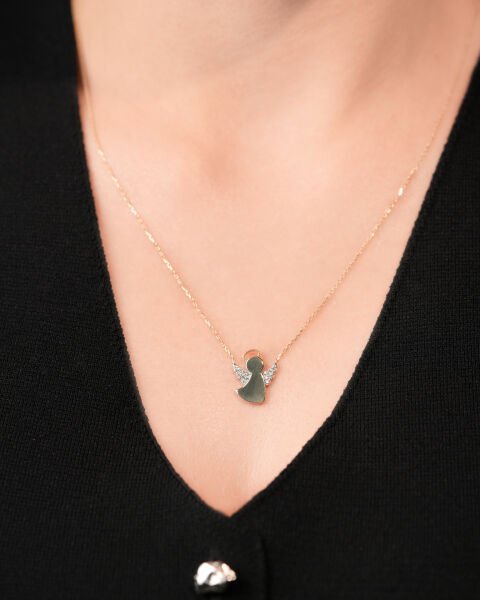 14 Ayar Altın Taşlı Melek Kolye