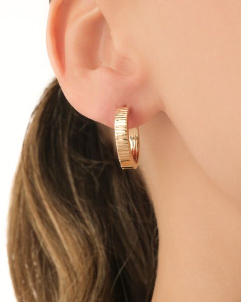 14 Ayar Altın Lazer Kesim Halka Küpe