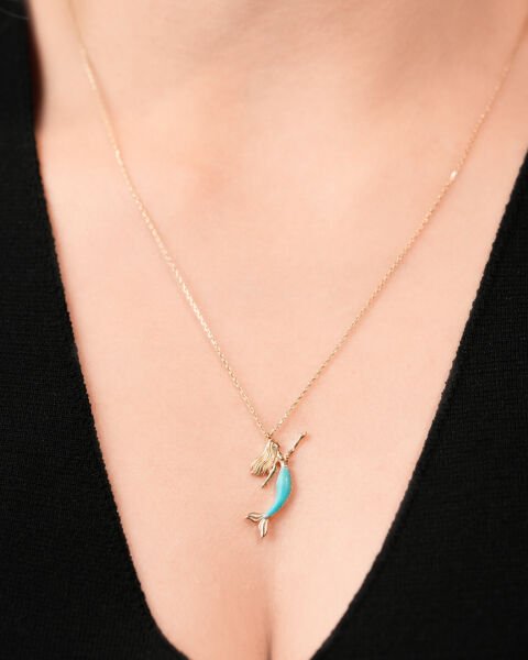 14 Ayar Altın Mineli Deniz Kızı Kolye