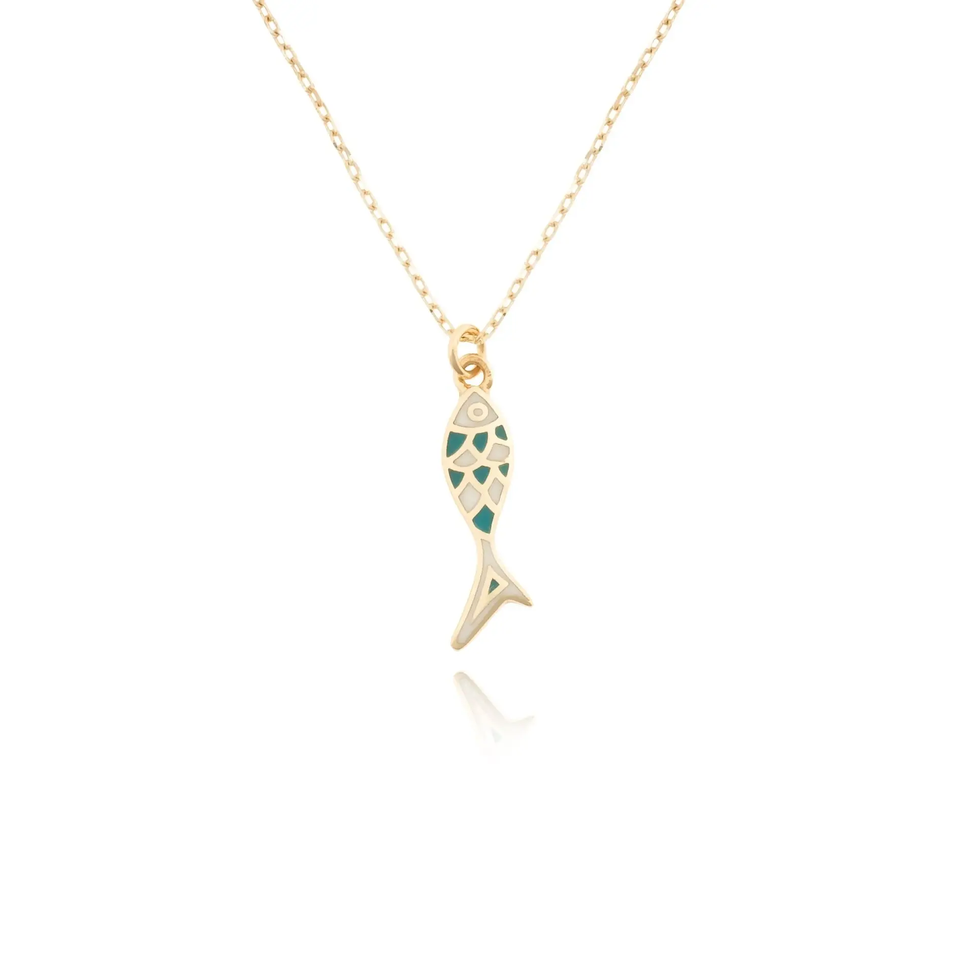 14 Ayar Altın Mineli Balık Kolye