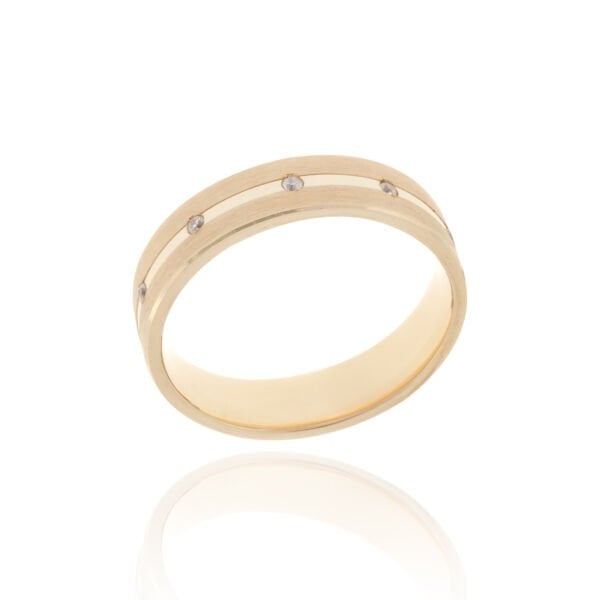 14 Ayar Altın Beyaz Şerit Taşlı Kadın Alyans