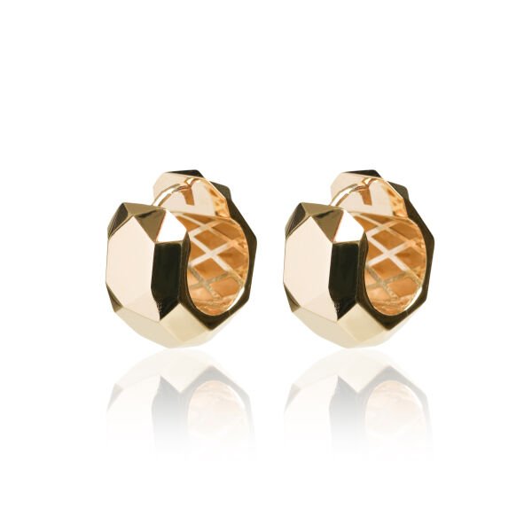 14 Ayar Altın Lazer Kesim Bombeli Halka Küpe