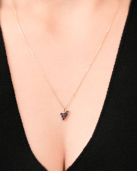 14 Ayar Altın Taşlı M Harfi Kolye