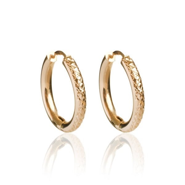 14 Ayar Altın Lazer Kesim Detaylı Halka Küpe