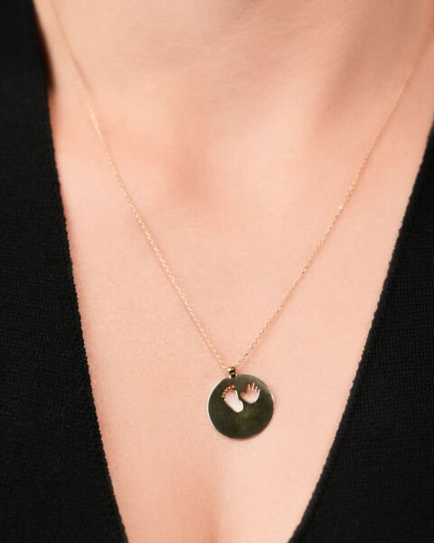 14 Ayar Altın Bebek El ve Ayak İzi Kolye