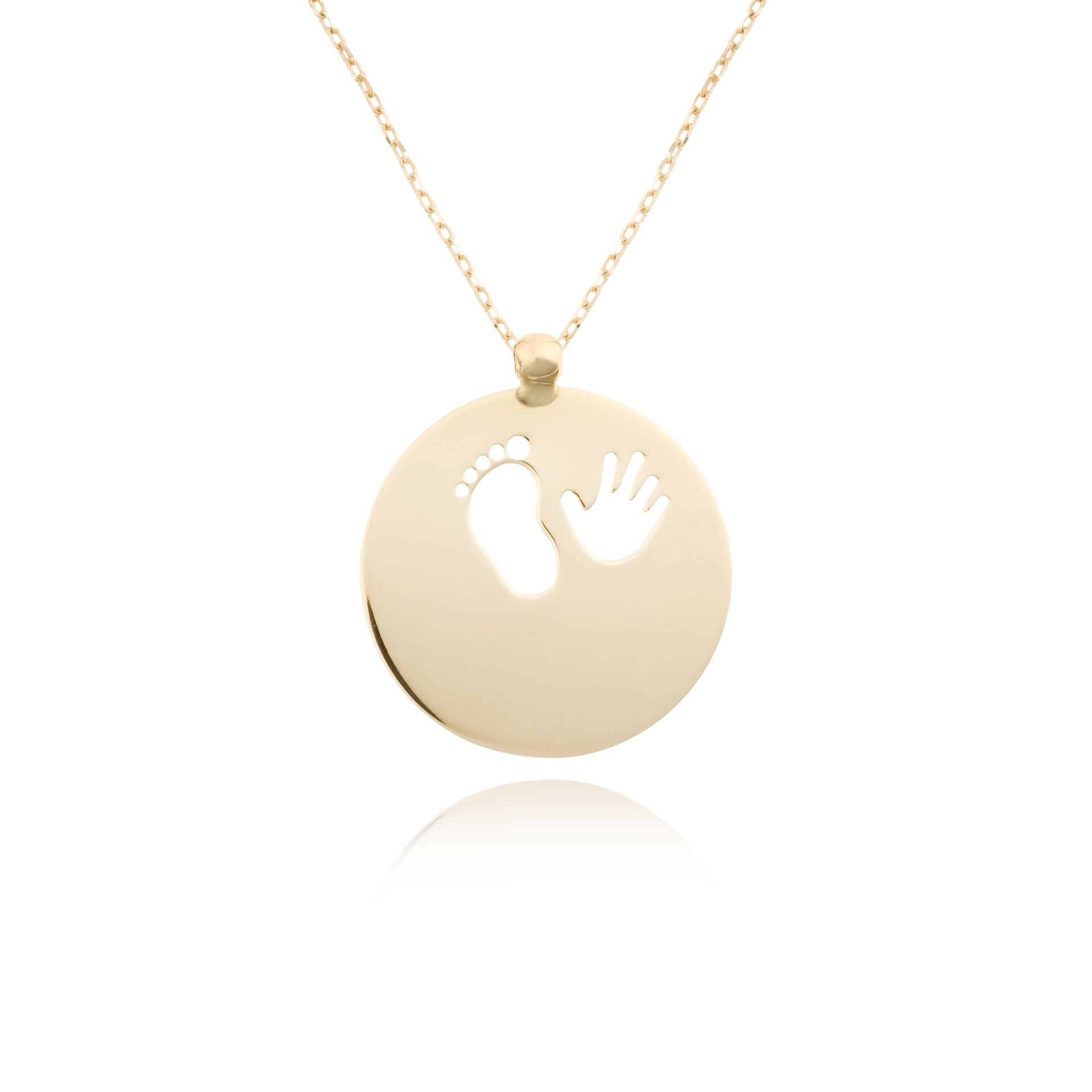 14 Ayar Altın Bebek El ve Ayak İzi Kolye