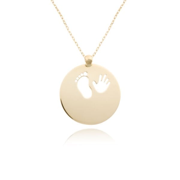 14 Ayar Altın Bebek El ve Ayak İzi Kolye