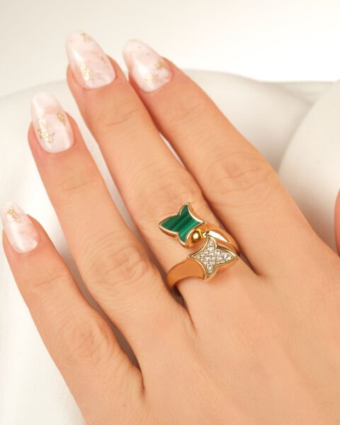 Roberto Bravo Marrakech Koleksiyonu Pırlanta ve Malahit Taşlı Özel Tasarım Yüzük