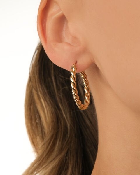 14 Ayar Altın Sarmal Burgu Halka Küpe