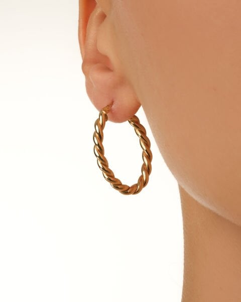 14 Ayar Altın Sarmal Burgu Halka Küpe