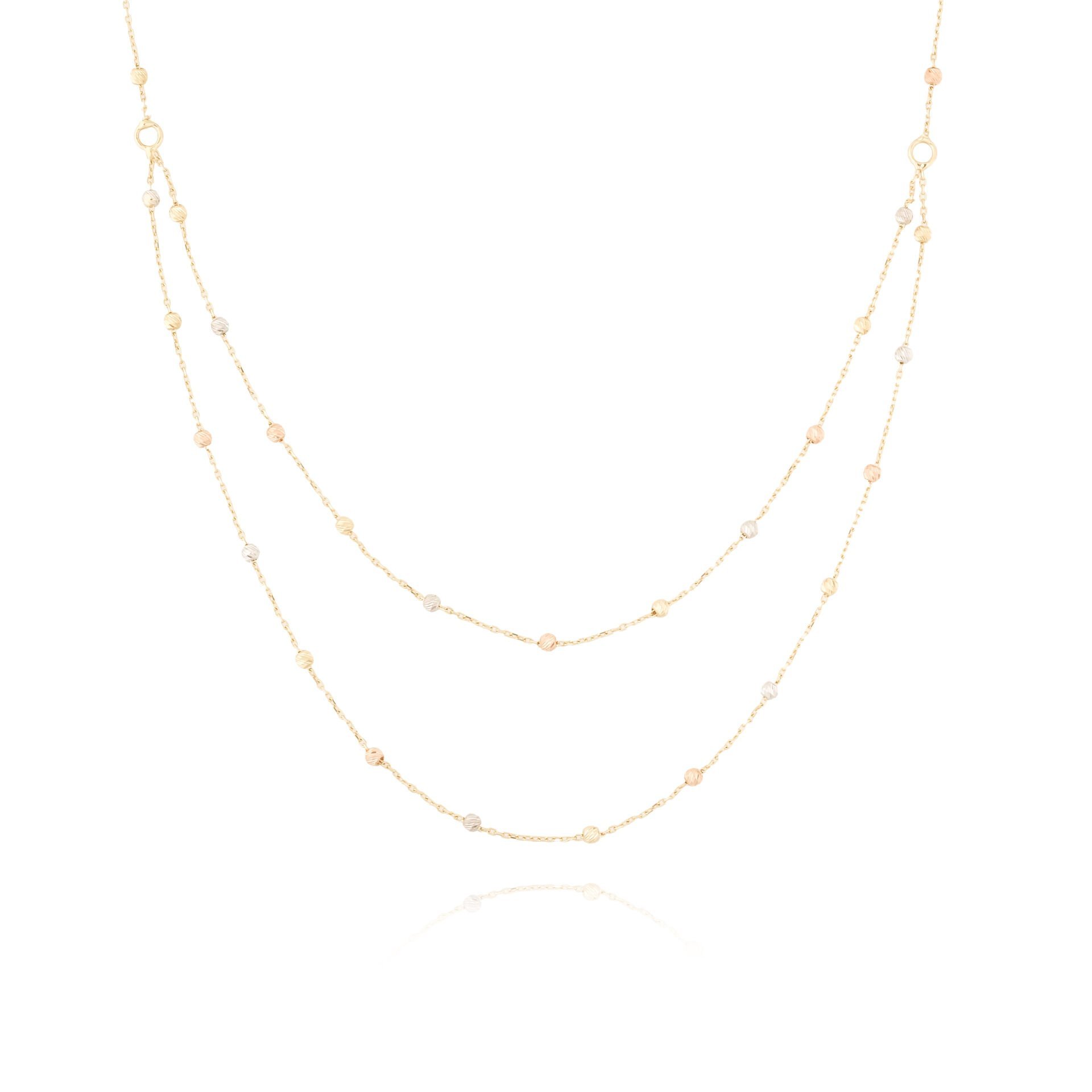 14 Ayar Altın Dorika Toplu Üç Renk Kolye