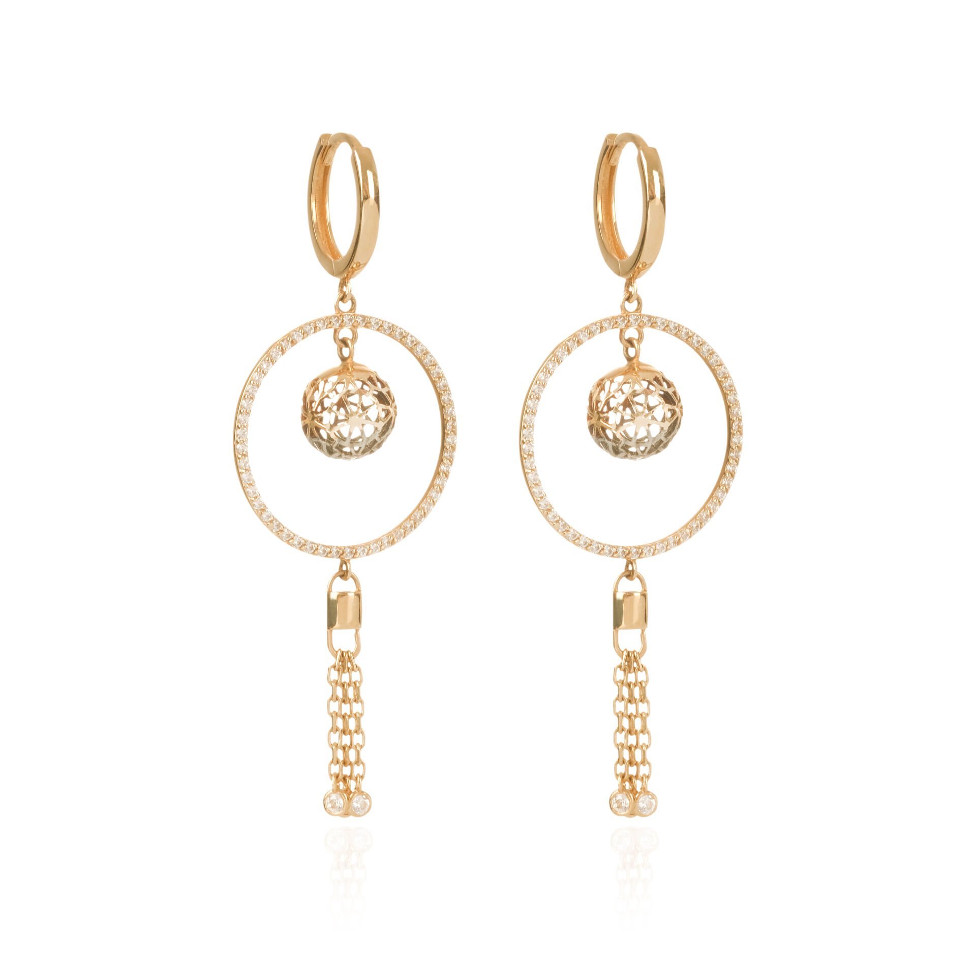 Roberto Bravo Bigo Koleksiyonu 14 Ayar Altın Taşlı Küpe