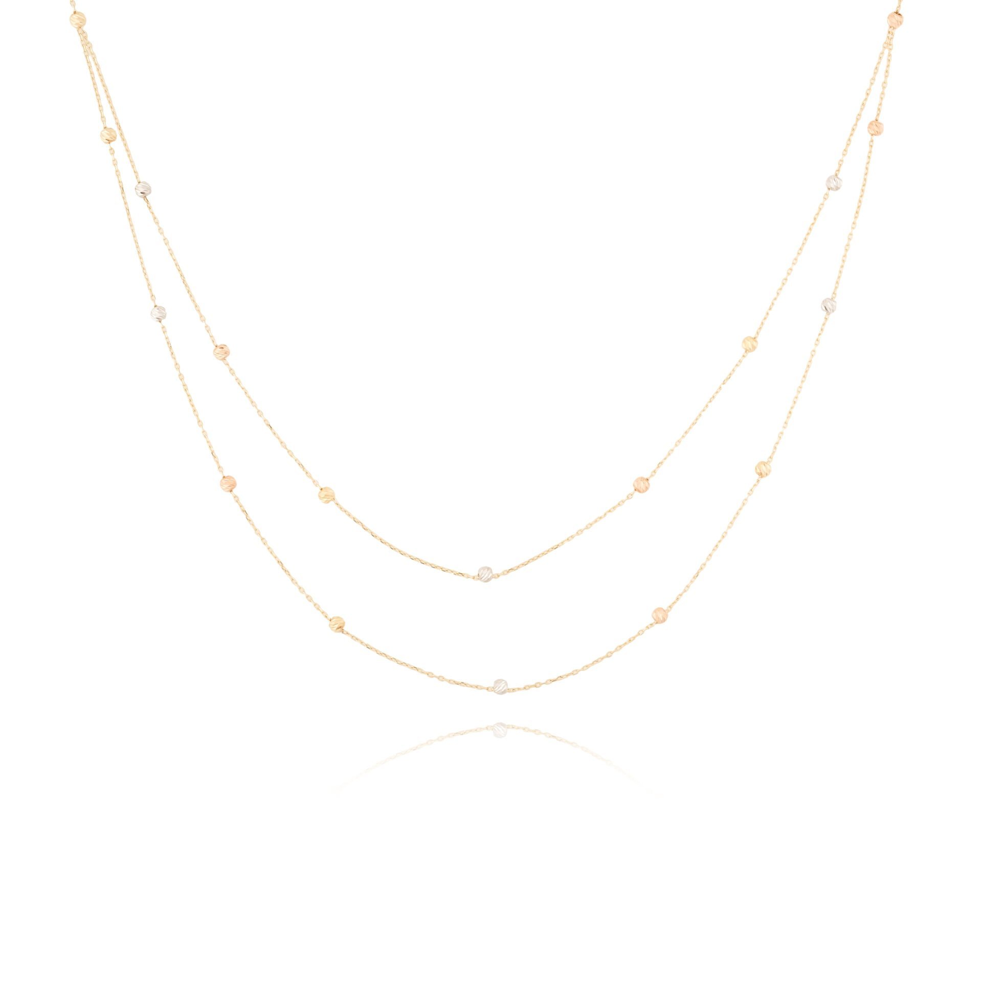 14 Ayar Altın Dorika Toplu Üç Renk Kolye