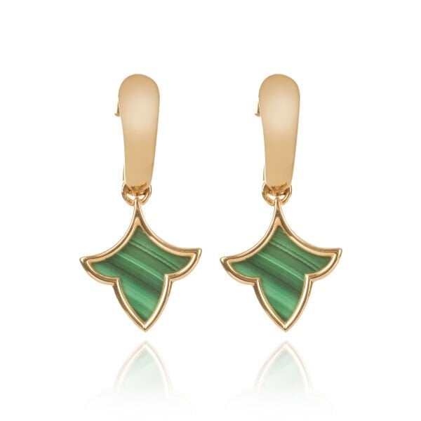 Roberto Bravo Marrakech Koleksiyonu Malahit Taşlı 14 Ayar Altın Küpe