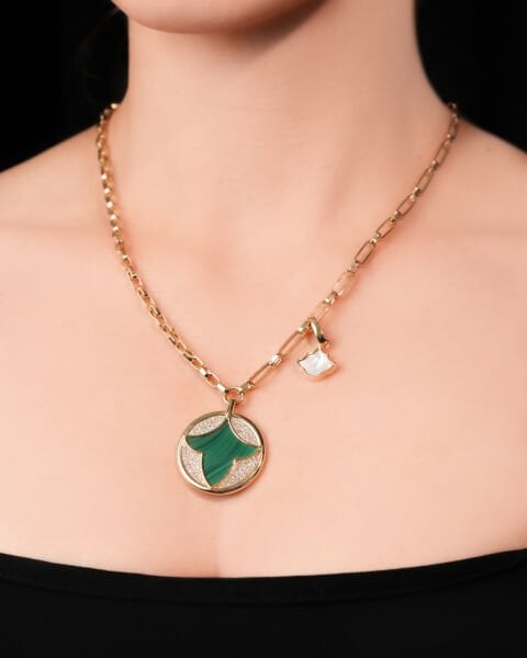 Roberto Bravo Marrakech Koleksiyonu Pırlanta ve Malahit Taşlı Özel Tasarım Kolye