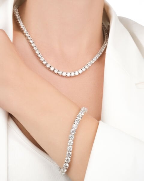 Pırlanta  Su Yolu Model Seti (Gerdanlık - Bileklik)