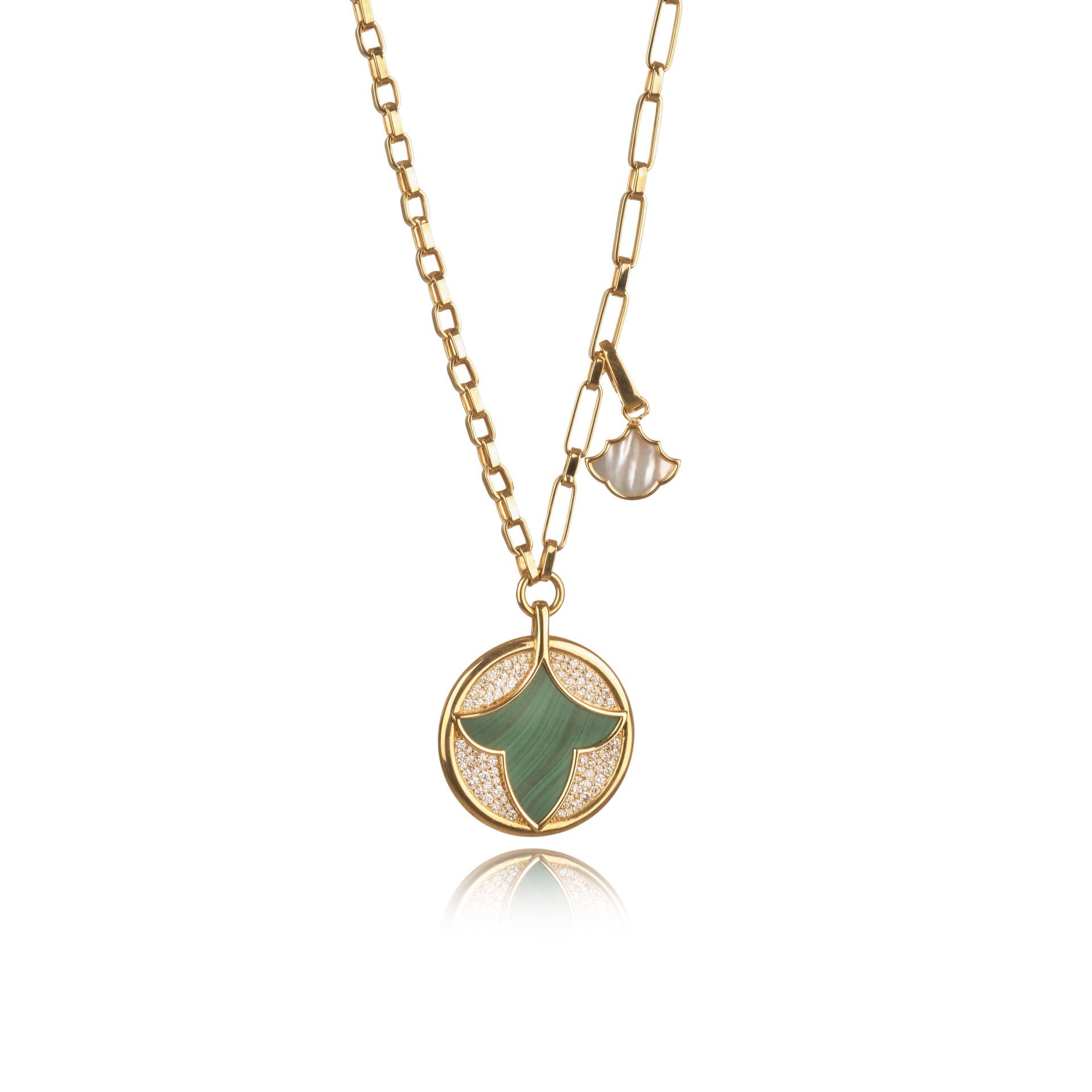 Roberto Bravo Marrakech Koleksiyonu Pırlanta ve Malahit Taşlı Özel Tasarım Kolye